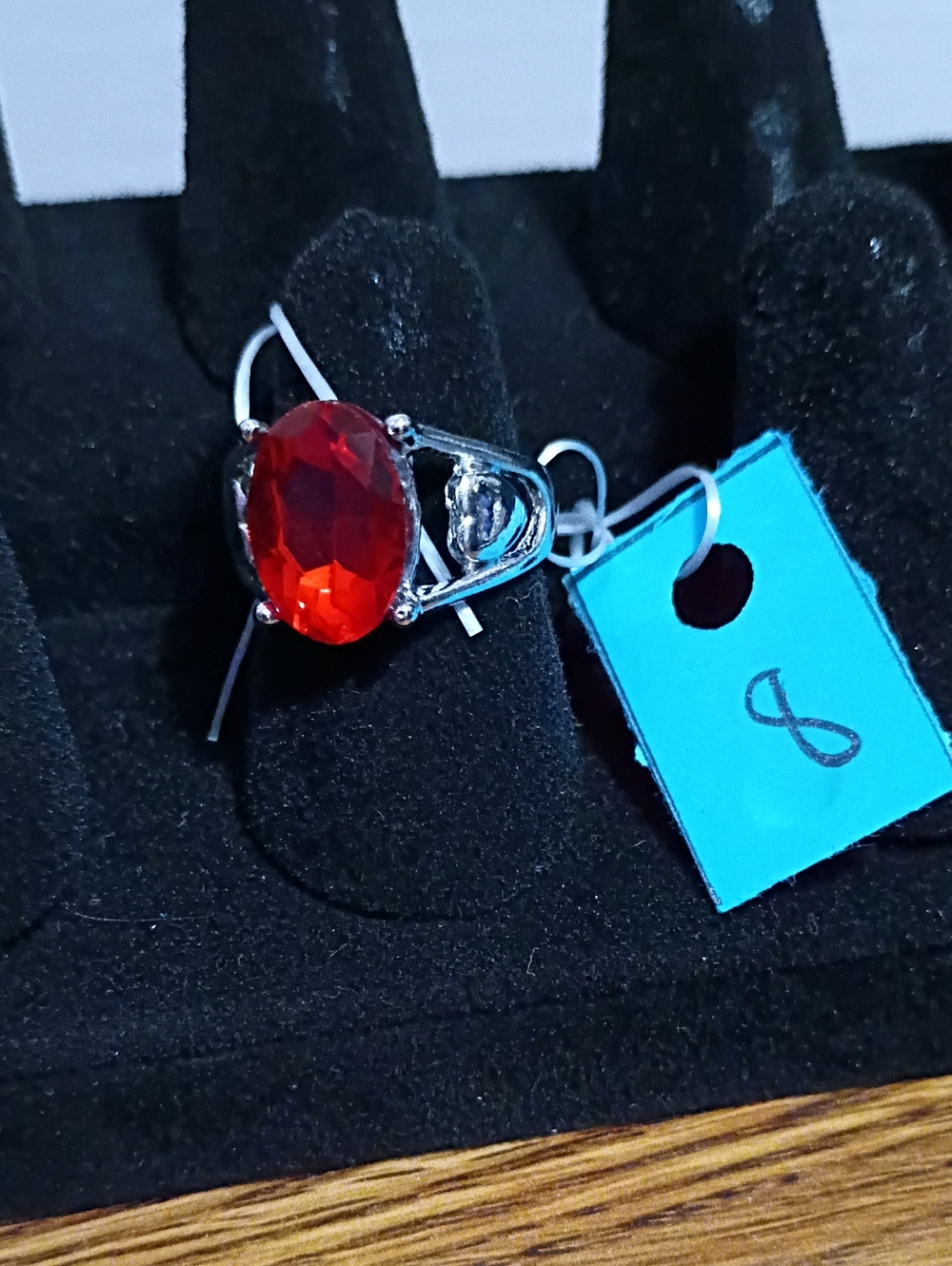 Elegant Red Gemstone Silver Ring - Women Jewelry